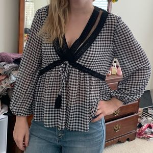 Laundry by Shelli Segal Y2K Babydall Longsleeve Top checkered Size Medium